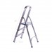 FixtureDisplays Folding 3-Step Ladder with Hand Grip and Aluminium Steps, 330-Pound Weight Capacity, Silver Finish 15601